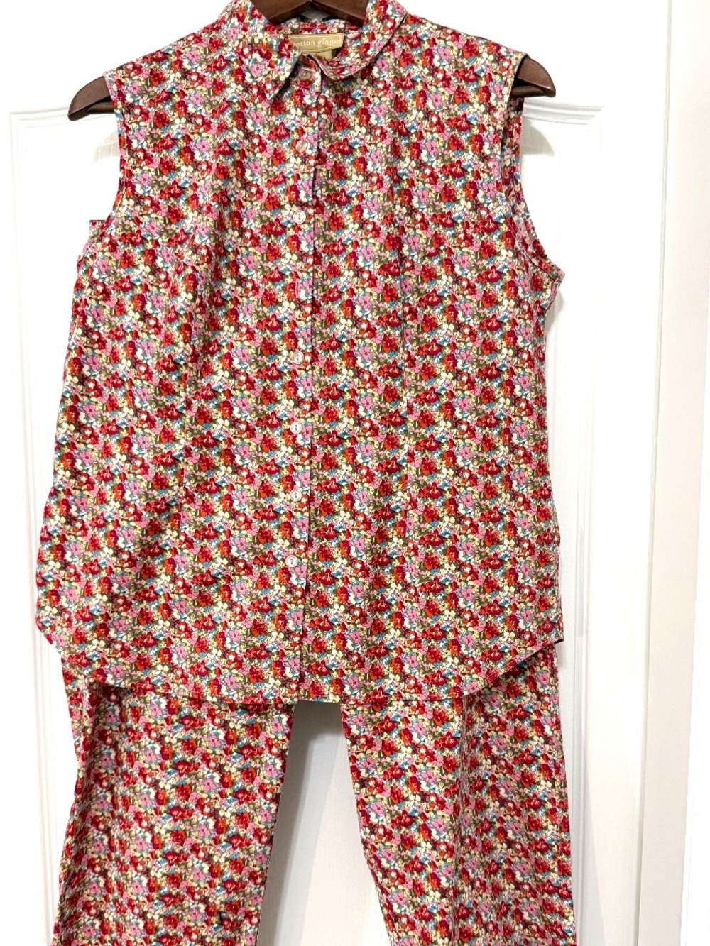 Vintage Y2K Cotton Ginny 2-Piece Ditsy Floral Loungewear Set - Size L / 15